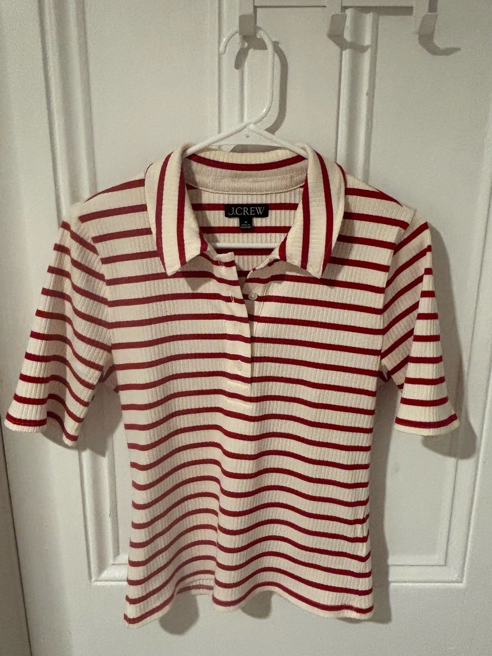 J. Crew Kids Cream Polo with Red Stripes